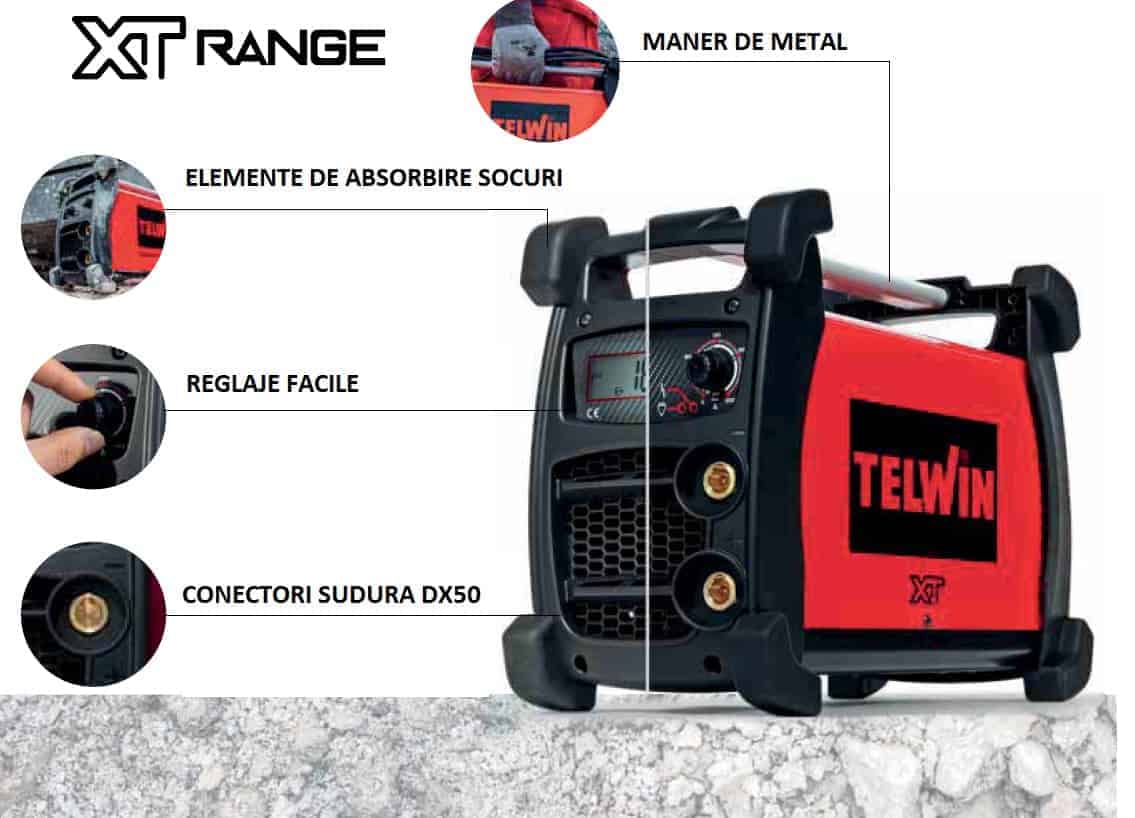 Invertor sudura MMA Telwin TECHNOLOGY238XT_CE/MPGE_ACX, 200 A, electrozi 1.6-4 mm, valiza aluminiu, cu accesorii | Travandi.ro