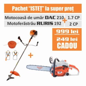 Pachet ISTET Motocoasa DAC 210 - 1.7 CP + Motoferastrau RURIS 191 - 2.1CP