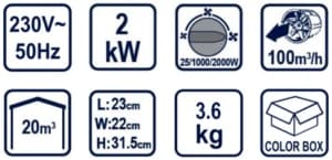 Aeroterma electrica Raider RD-EFH02 2 kW