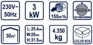 Aeroterma electrica Raider RD-EFH03 3kW