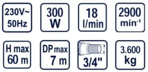 Pompa submersibila RAIDER RD-WP19 apa curata 300 W 1080 l/h inaltime refulare 60 m fonta