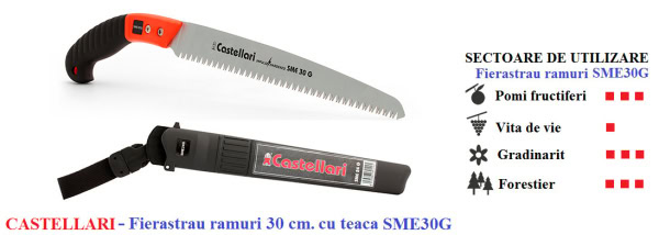 Fierăstrău de ramuri 30cm cu teaca Castellari SME30G - Image 7
