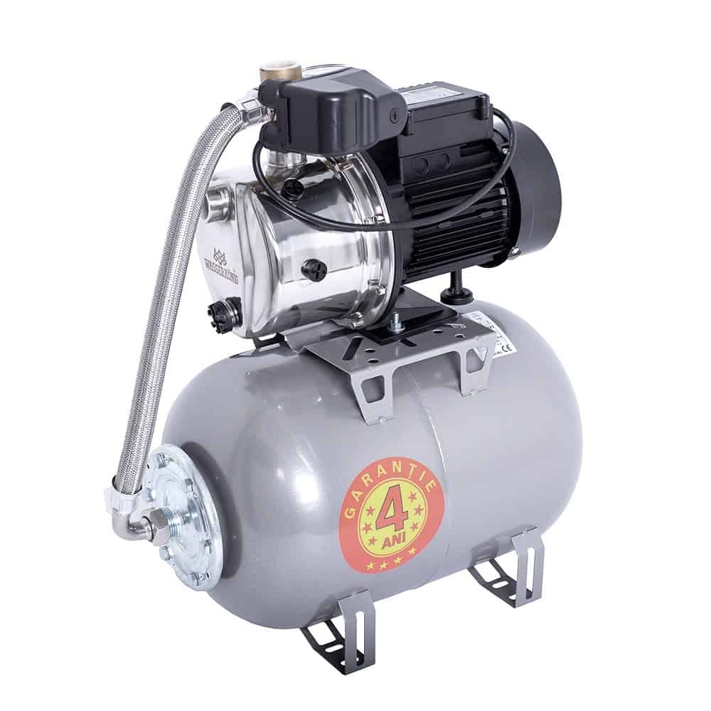 Hidrofor Wasserkonig IS506225 cu pompa autoamorsanta inox putere 900 W debit 3720 l/h inaltime refulare 50 m vas 24 l 1 Hidrofor cu pompa autoamorsanta, inox, putere 900 W, debit 3720 l/h, inaltime refulare 50 m, vas de expansiune 24 l
