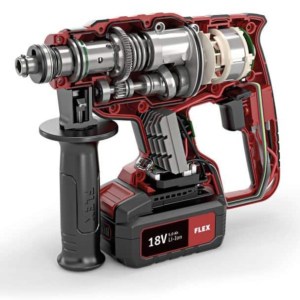 Ciocan rotopercutor Flex CHE 18.0-EC/5.0 SET, SDS Plus, 18 V, 5.0 Ah, Li-Ion, 1.7 J, 0-1400 rpm