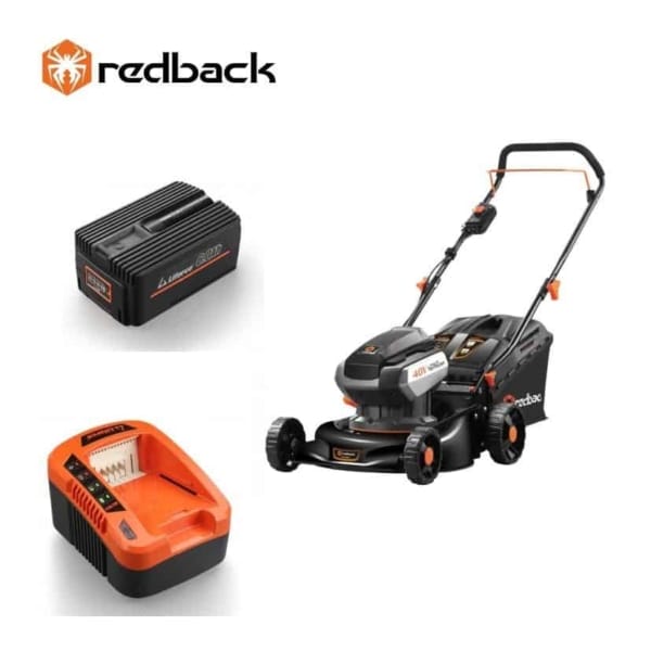 Redback Pachet E142C+EP60+EC50 Masina de tuns gazon 420mm, acumulator, incarcator