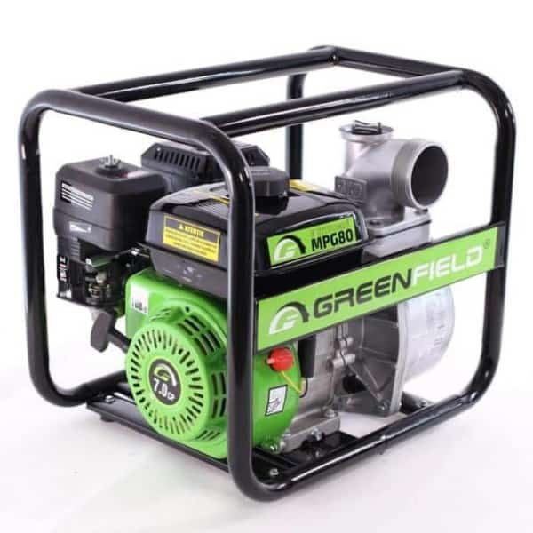Motopompa 3 inch Greenfield MPG80, motor euro V, benzina, putere 7.0 CP, debit 63000 l/h, inaltime refulare 30 m