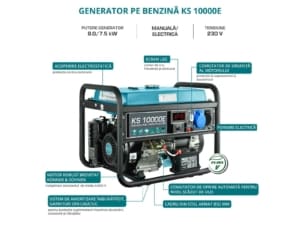Generator de curent benzina Konner & Sohnen KS 10000E monofazat AVR 8 kW pornire electrica | Travandi.ro