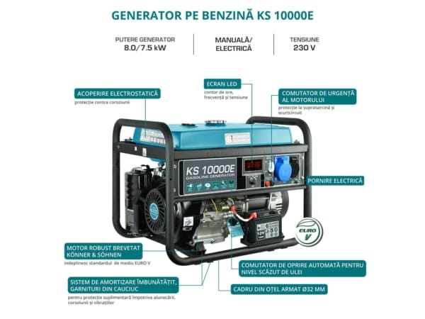 Generator de curent benzina Konner & Sohnen KS 10000E monofazat AVR 8 kW pornire electrica - Image 2