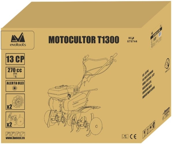 Motocultor T1300 cu Roti de Transport EPTO, Putere 13 CP - Image 3