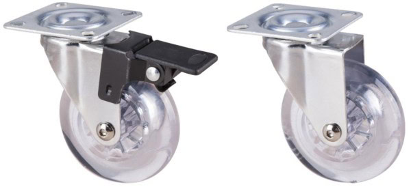 Roata Pivotanta cu Flansa din PP Transparent pentru Mobilier diametru: 75mm, Tip: Cu Frana