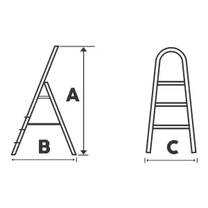 Scara aluminiu BISONTE STR0103 3 trepte, inaltime maxima 1,12 m pentru interior | Travandi.ro