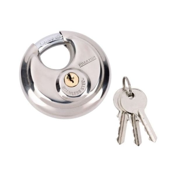 Lacat rotund din otel inoxidabil Kreator KRT557013, 70 mm, 3 chei