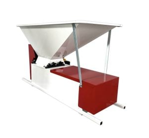 Zdrobitor desciorchinator struguri, cu motor Enoitalia ENO 3 smalto cu motor, cuva si carcasa din tabla smaltuita, cuva cu valturi, motor 0,75 kW, productivitate 1000-1200 kg/h | Travandi.ro