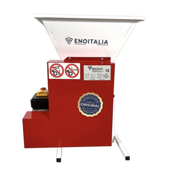 Zdrobitor desciorchinator struguri, cu motor Enoitalia ENO 3 smalto cu motor, cuva si carcasa din tabla smaltuita, cuva cu valturi, motor 0,75 kW, productivitate 1000-1200 kg/h - Image 4