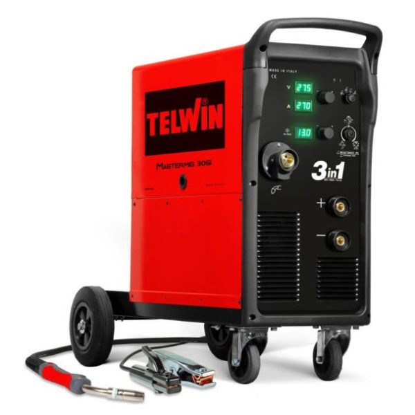 Aparat sudura multiproces MIG/MMA/TIG DC Telwin Mastermig 305i, 250/270 A, sarma otel 0.6-1.2 mm, cu accesorii