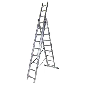 Scara tripla aluminiu BISONTE STR309 3 x 9 trepte inaltime maxima 5.89 m | Travandi.ro