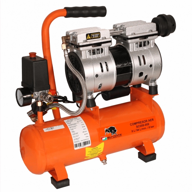 Compresor de aer cu piston BISONTE SC008-009 fara ulei 230V 0,8 cp debit aer 94 l/min presiune 8 bar 3 Compresor de aer cu piston BISONTE SC008-009 fara ulei 230V 0,8 cp debit aer 94 l/min presiune 8 bar - Image 3