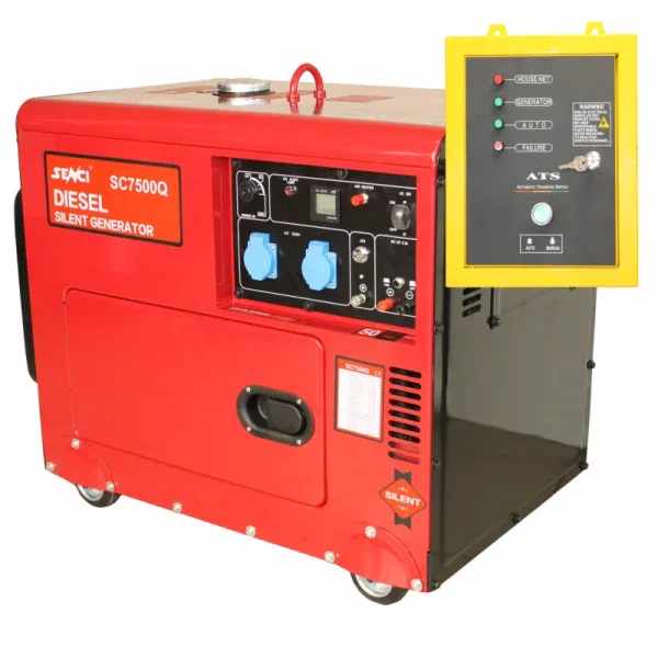 Generator de curent diesel SENCI SCD7500Q ATS monofazat AVR 6 kW pornire electrica ATS inclus