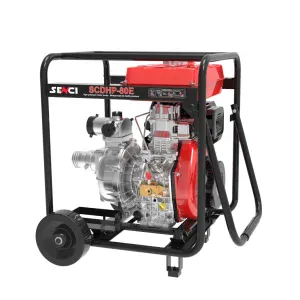 Motopompa de inalta presiune SENCI SCDHP-80E diam. 3″ Diesel, DE, rezervor 12.5L, roti transport | Travandi.ro