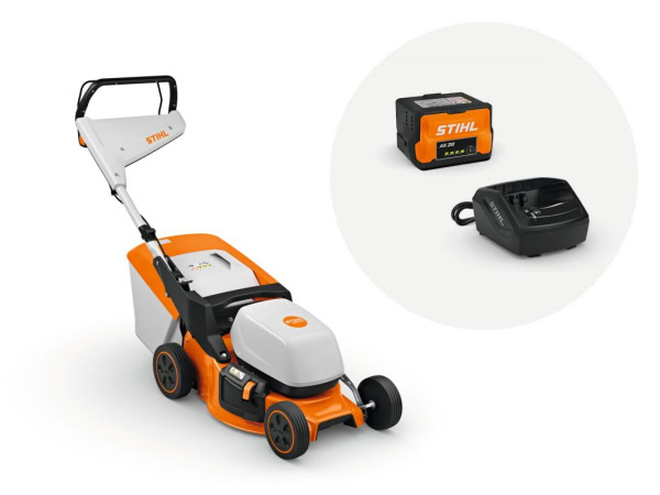 Pachet Masina de tuns gazon STIHL RMA 243 Acumulator 41 cm cos 52 l + acumulator AK20 si incarcator AL101