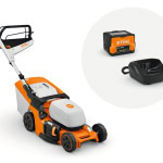 Pachet Masina de tuns gazon STIHL RMA 448 V Acumulator 46 cm cos 52 l + acumulator Ak30 si incarcator AL101