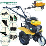ProGARDEN Pachet Campo 703 Motocultor 7CP + Remorca RM500C + Plug simplu + 2xPlug bilonat/rarita + Adaptor + 2 Roti metalice 350x6 + 2L Ulei