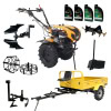 ProGARDEN Pachet Campo 1844 Motocultor 18CP + Remorca RM600C + Plug bilonat + Plug reversibil + Prasitoare + Adaptor +  2 roti metalice 540x170 + 4L Ulei