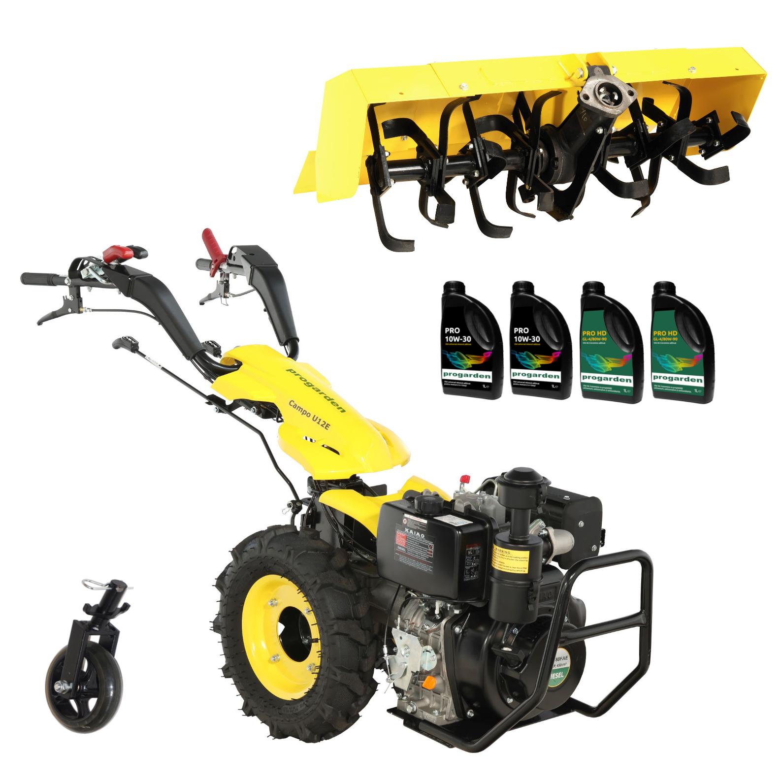 ProGARDEN Pachet Campo U12E Motocultor 12CP + FT90 Freza tractata 90cm + Roata sustinere + 4L Ulei 1 ProGARDEN Pachet Campo U12E Motocultor 12CP + FT90 Freza tractata 90cm + Roata sustinere + 4L Ulei