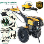 ProGARDEN Pachet Campo 1273 Alpine V2, Motocultor 12CP + PRS20-45 Prasitoare + Remorca RM500T+ Plug bilonat/rarita + Plug reversibil + Adaptor + 2 Roti metalice 540x170 + 6 L ulei