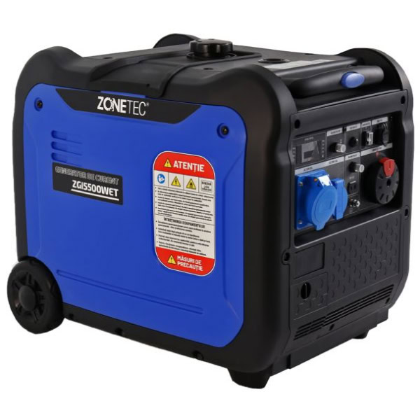Generator de curent tip inverter Zonetec ZGI5500WET, monofazat, 5.5 kW, roti si maner pliabil pentru transport, pornire electrica - Image 6