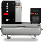 Compresor electric cu surub ELGI EN5-7bar debit 0.74mc/min, uscator si rez.270L inclus, 5.5kW/400V