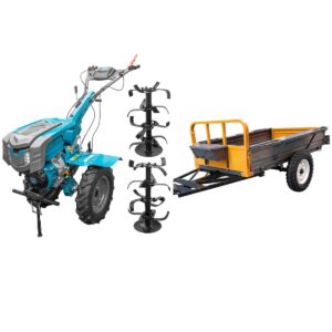 Pachet Motocultor DAKARD DKD1010D NEW cu far LED Benzina 16 CP + Remorca LY 800 Kg