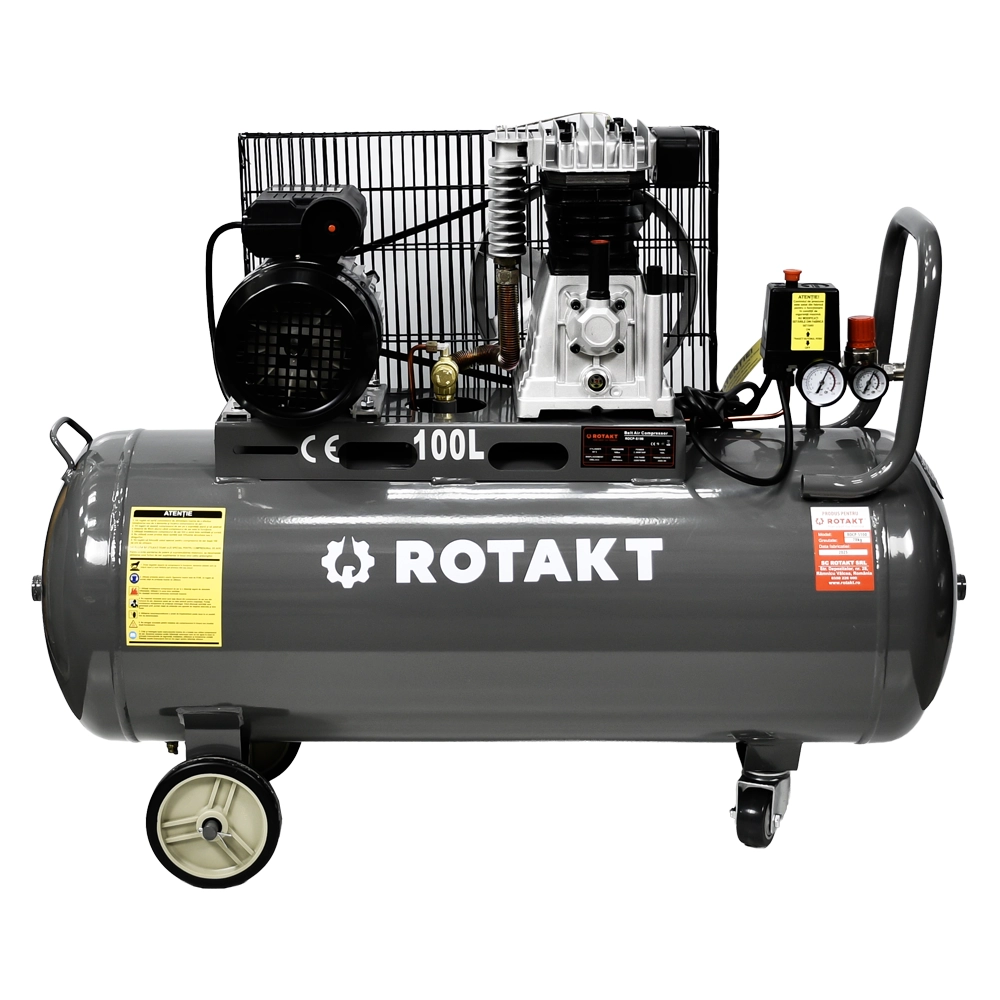 Compresor Cu 2 Pistoane Rotakt ROCP‑S100, Putere 2.2 kW, Presiune 10 bar, Debit 250 l/min, Capacitate 100l 1 Compresor Cu 2 Pistoane Rotakt ROCP‑S100, Putere 2.2 kW, Presiune 10 bar, Debit 250 l/min, Capacitate 100l