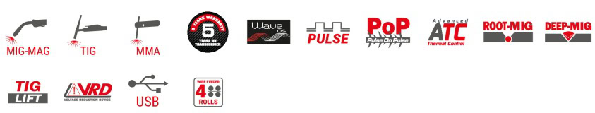 Aparat de sudura multiproces Telwin INVERPULSE40.40WAVE_ACC, max 400 A, sarma sudura otel 0.6-1.6 mm, electrozi 1.6-8 mm, cu accesorii 10 INVERPULSE40.40WAVE_ACC