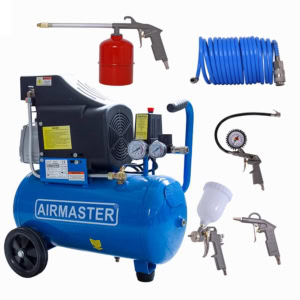 Compresor de aer Airmaster AIR2SHU824_AIR-70S, 24 l, 1500 W, 8 bar, 206 l/min + set 5 accesorii aer