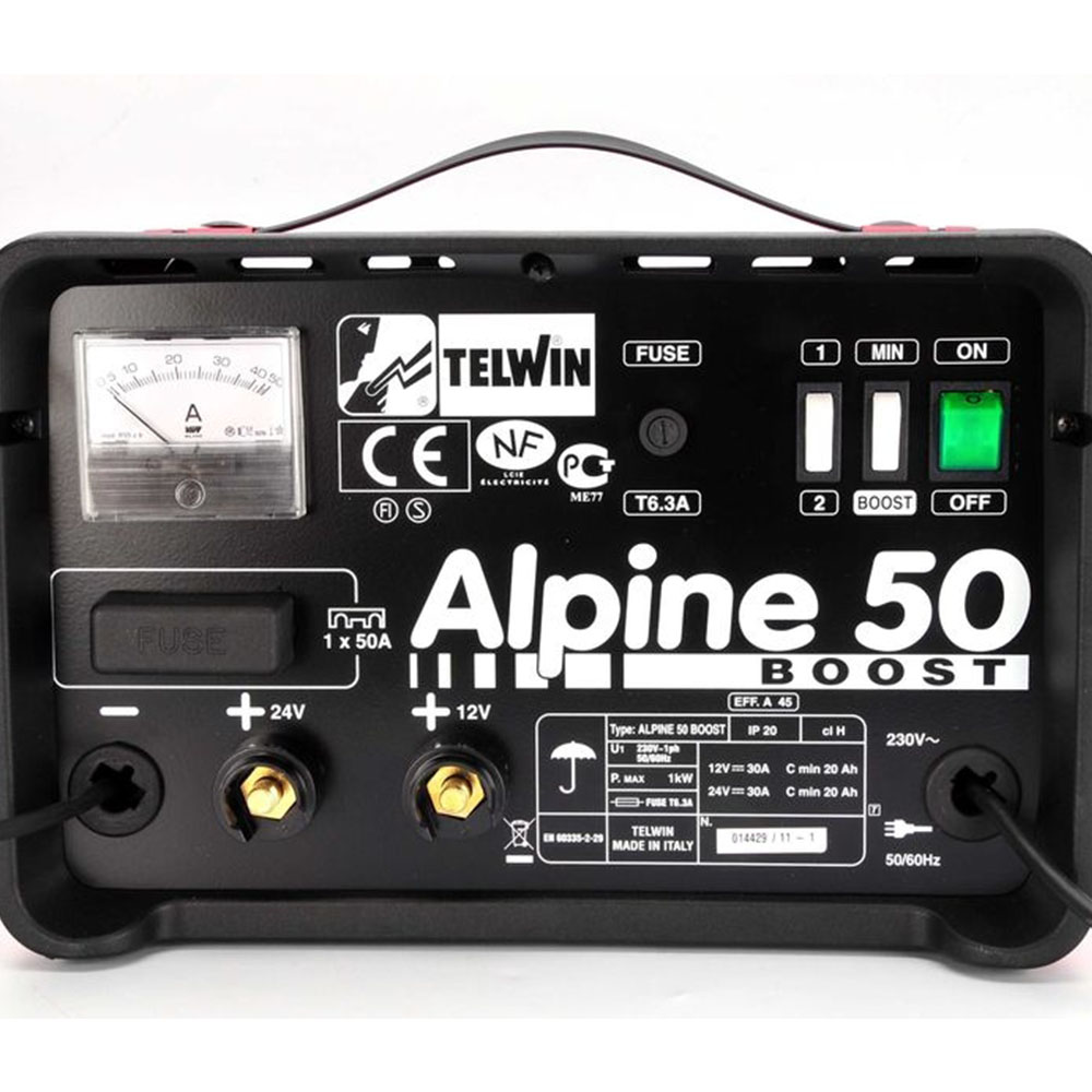 Redresor baterii Telwin ALPINE50BOOST, tensiune incarcare 12/24 V, capacitate baterii Pb/START/STOP 20-500 Ah, incarcare rapida 2 Redresor baterii Telwin ALPINE50BOOST, tensiune incarcare 12/24 V, capacitate baterii Pb/START/STOP 20-500 Ah, incarcare rapida - Image 2