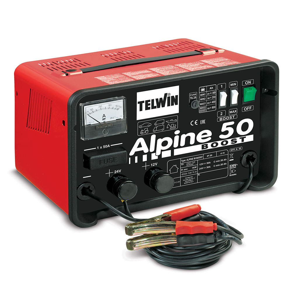 Redresor baterii Telwin ALPINE50BOOST, tensiune incarcare 12/24 V, capacitate baterii Pb/START/STOP 20-500 Ah, incarcare rapida 1 Redresor baterii Telwin ALPINE50BOOST, tensiune incarcare 12/24 V, capacitate baterii Pb/START/STOP 20-500 Ah, incarcare rapida