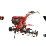 Motosapa BRONTO motor R390 7.6kW + roti cauciuc 5.00-12 + masca cu far LED + rarita