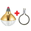 Lampa carbon incalzire sera CG 300 | Ø30cm cu grila 7cm si cablu 2.5m cu stecher comutator ON/OFF + Filament CFL 900
