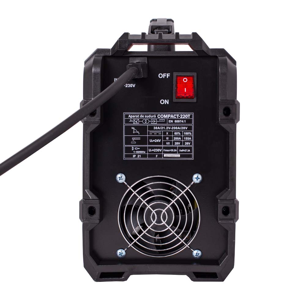 Invertor sudura MMA Tehnoweld COMPACT-220T, 200 A, electrozi 1.6-4 mm, cu accesorii 4 Invertor sudura MMA Tehnoweld COMPACT-220T, 200 A, electrozi 1.6-4 mm, cu accesorii - Image 4