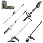 Set multifunctional Ego Power MHBC1204E, cu ansamblu motor, fierastrau, cap cu fir, lama gard viu, accesoriu cutit cu 3 dinti, incarcator rapid, acumulator Li-Ion de 5.0 Ah
