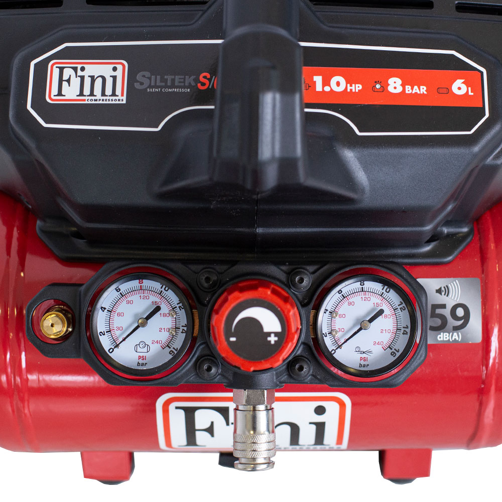 Compresor de aer ultra silentios, fara ulei, Fini SILTEK S/6, 6 l, 750 W, 8 bar, 105 l/min 4 Compresor de aer ultra silentios, fara ulei, Fini SILTEK S/6, 6 l, 750 W, 8 bar, 105 l/min - Image 4