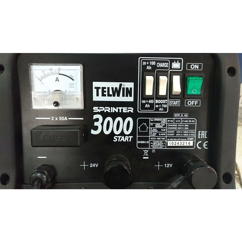 Redresor baterii si robot de pornire Telwin SPRINTER3000START, tensiune incarcare 12/24 V, capacitate baterii Pb/START/STOP 20-700 Ah, incarcare rapida 4 Redresor baterii si robot de pornire Telwin SPRINTER3000START, tensiune incarcare 12/24 V, capacitate baterii Pb/START/STOP 20-700 Ah, incarcare rapida - Image 4