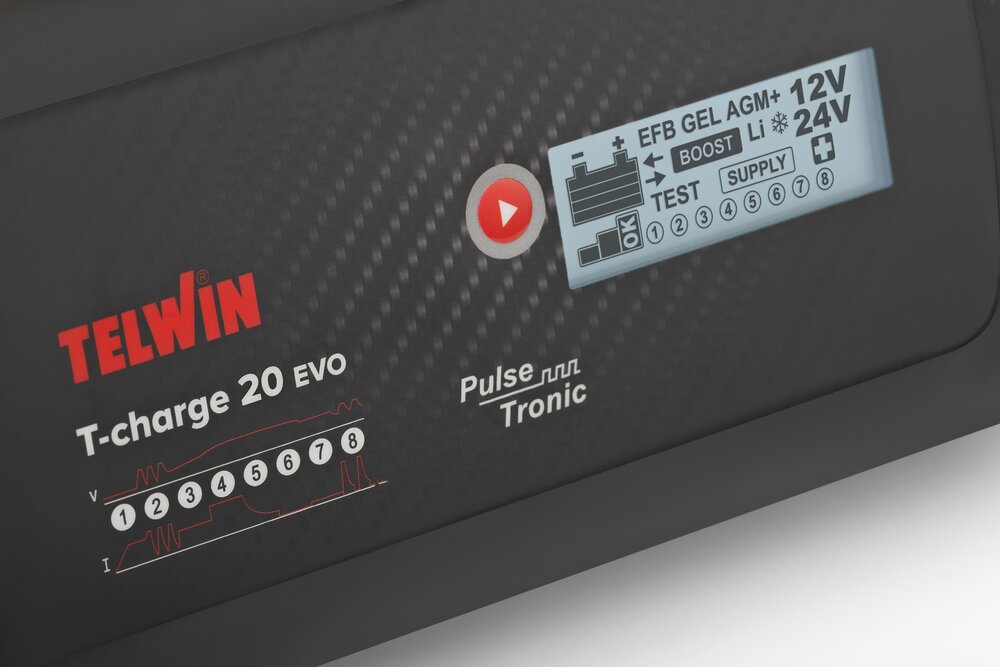 Redresor baterii Telwin T-CHARGE20EVO12 V/24 V, tensiune incarcare 12/24 V, capacitate baterii Pb/GEL/AGM/Li 5-180 Ah, tester 2 Redresor baterii Telwin T-CHARGE20EVO12 V/24 V, tensiune incarcare 12/24 V, capacitate baterii Pb/GEL/AGM/Li 5-180 Ah, tester - Image 2