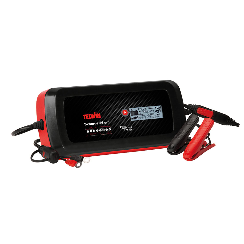 Redresor baterii Telwin T-CHARGE26EVO, tensiune incarcare 12/24 V, capacitate baterii Pb/GEL/AGM 10-250 Ah 1 Redresor baterii Telwin T-CHARGE26EVO, tensiune incarcare 12/24 V, capacitate baterii Pb/GEL/AGM 10-250 Ah
