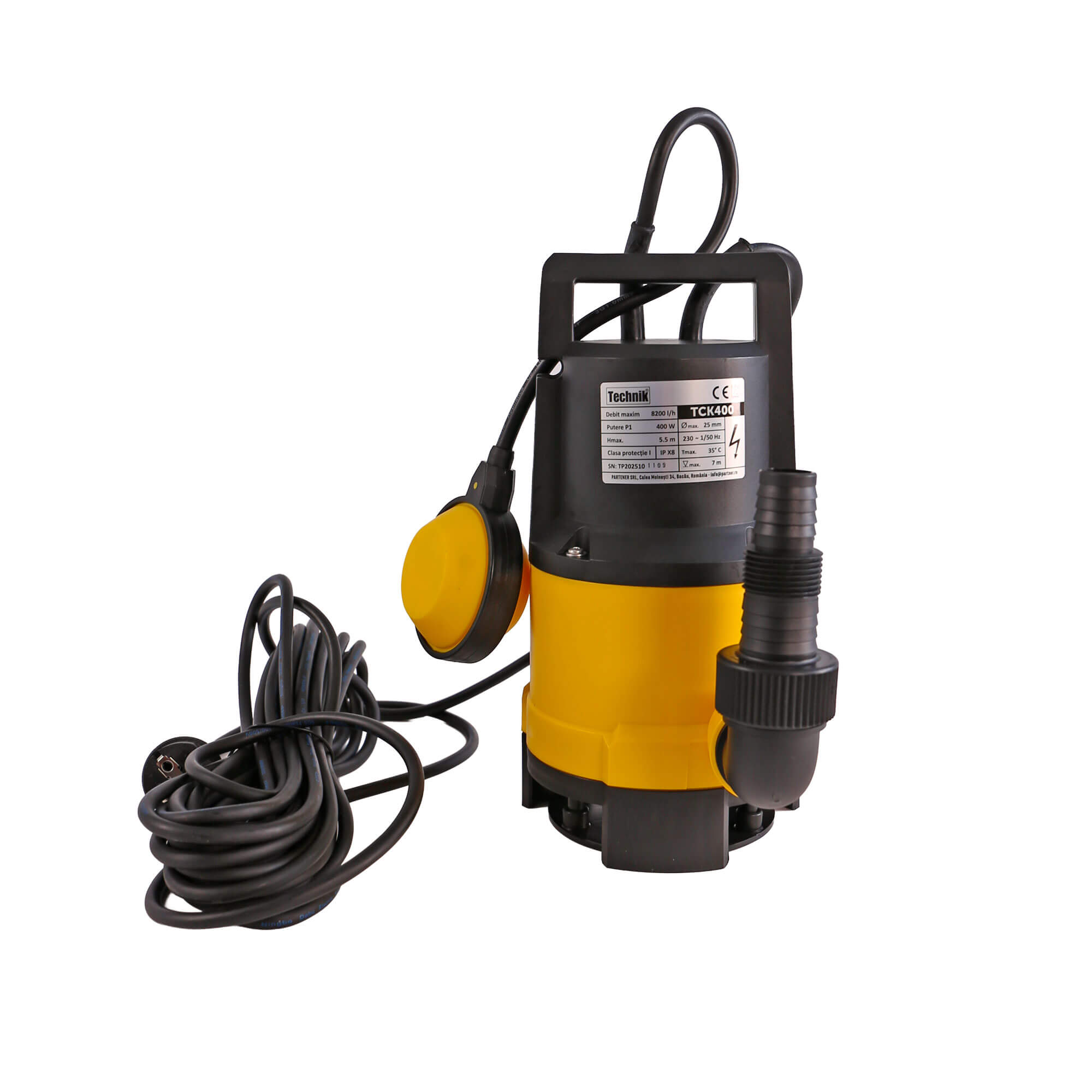Pompa submersibila din plastic Technik TCK400, particule maxim 25 mm, putere 400 W, debit 8200 l/h, inaltime refulare 5.5 m 2 Pompa submersibila din plastic Technik TCK400, particule maxim 25 mm, putere 400 W, debit 8200 l/h, inaltime refulare 5.5 m - Image 2