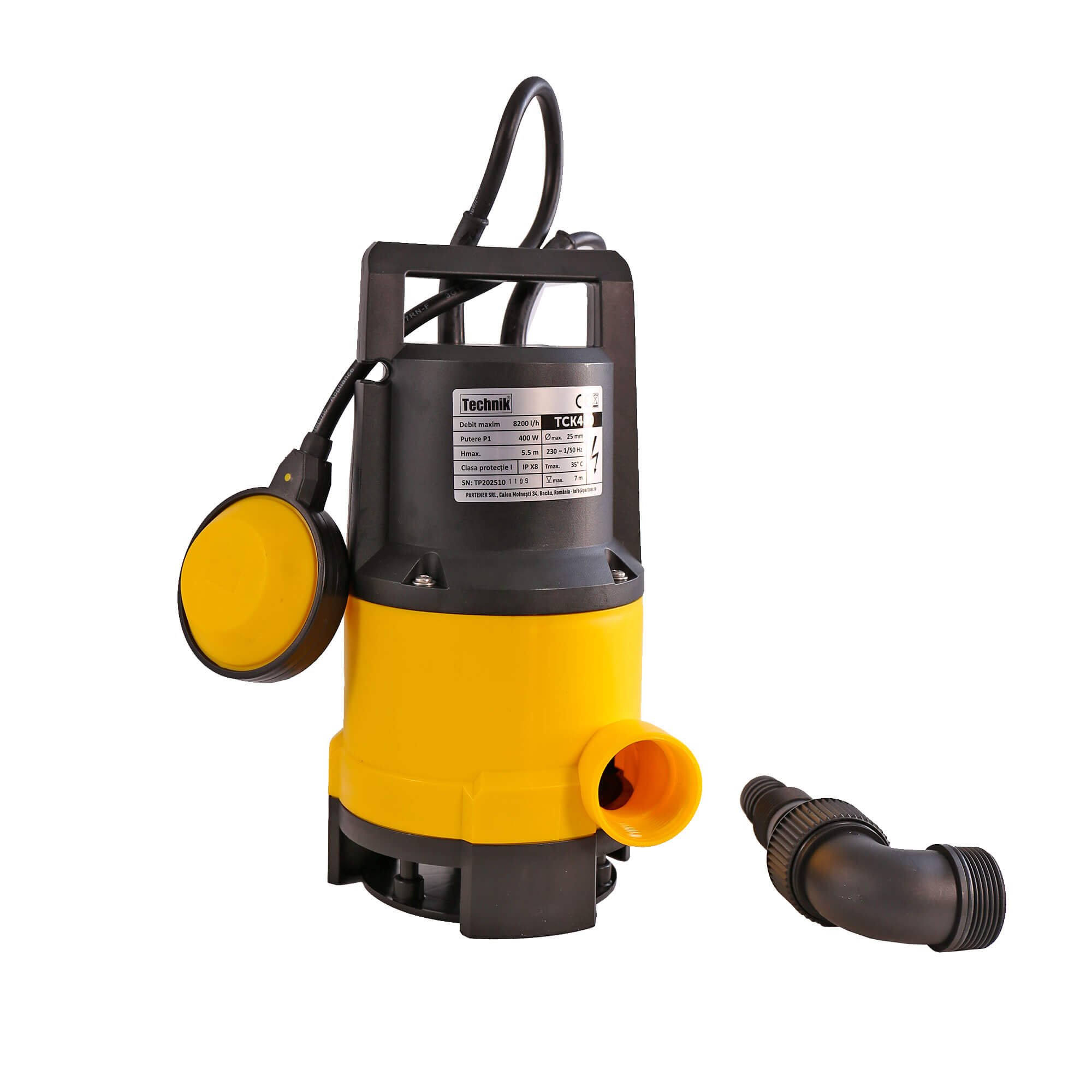 Pompa submersibila din plastic Technik TCK400, particule maxim 25 mm, putere 400 W, debit 8200 l/h, inaltime refulare 5.5 m 3 Pompa submersibila din plastic Technik TCK400, particule maxim 25 mm, putere 400 W, debit 8200 l/h, inaltime refulare 5.5 m - Image 3
