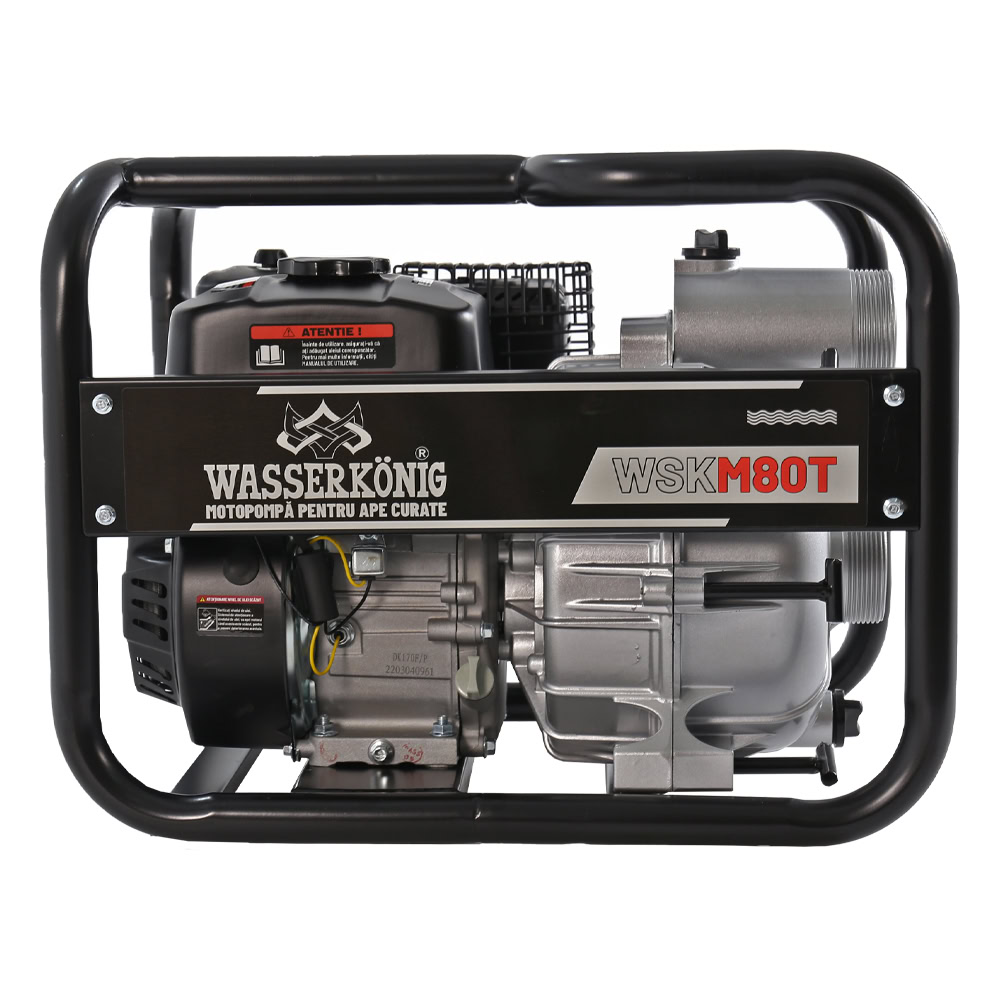 Motopompa 3" pentru apa murdara Wasserkonig WSKM80T, maxim 55 m³/ora , inaltime refulare max 30 m, motor euro V, benzina, putere 7 CP 8 Motopompa 3" pentru apa murdara Wasserkonig WSKM80T, maxim 55 m³/ora , inaltime refulare max 30 m, motor euro V, benzina, putere 7 CP - Image 8