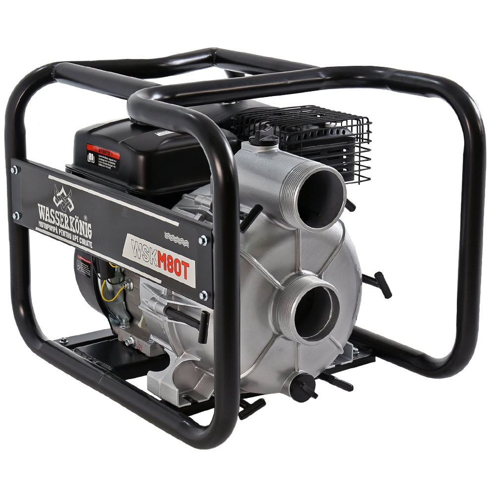Motopompa 3" pentru apa murdara Wasserkonig WSKM80T, maxim 55 m³/ora , inaltime refulare max 30 m, motor euro V, benzina, putere 7 CP 1 Motopompa 3" pentru apa murdara Wasserkonig WSKM80T, maxim 55 m³/ora , inaltime refulare max 30 m, motor euro V, benzina, putere 7 CP