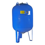 Vas de expansiune vertical Wassertechnik WTH200VMBLUE, apa rece, volum 200 l, presiune max.10 bari, cu suport, manometru